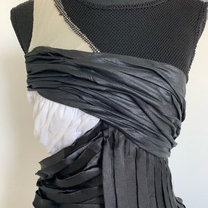 Bebe edgy fishnet, pleather and chiffon dress